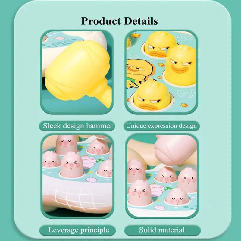 Duck/Frog/Pig Baby Toy Montessori Learning Game Educational Puzzle Gift for 12-24 Months Toddler Boy/Girl with Hammer