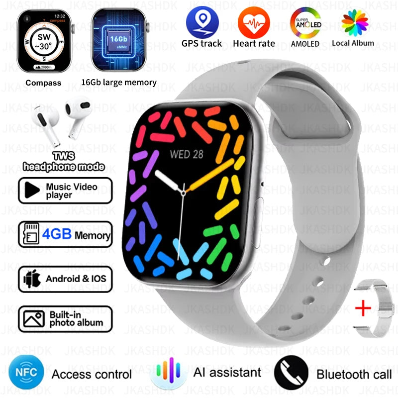New For Apple Watch 10 GPS NFC Smart Watch Men Women Wireless Charging BT Call Waterproof HD AMOLED Smartwatch For Android IOS