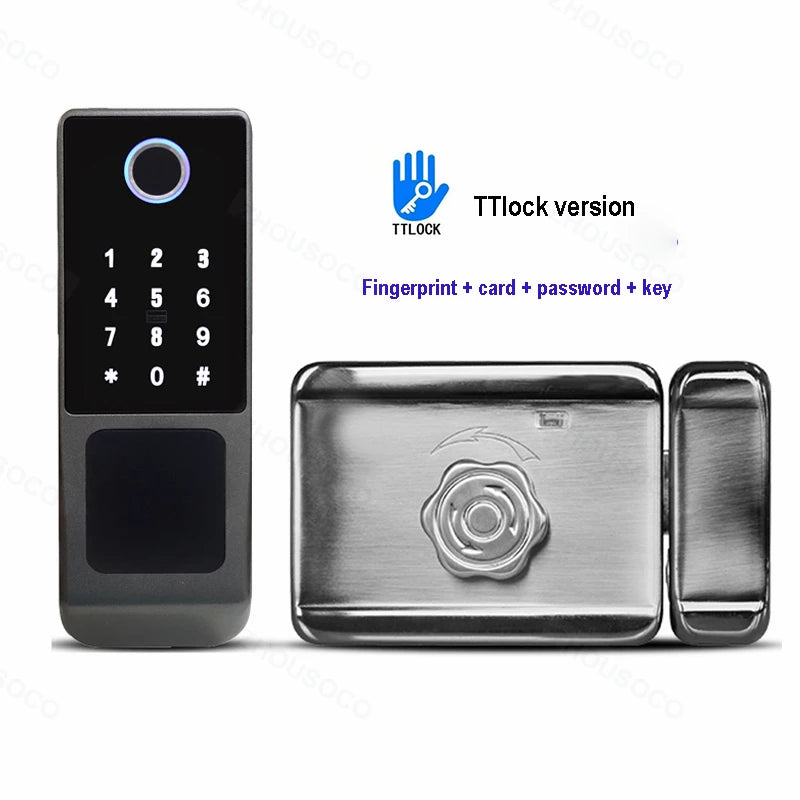 Tuya WIFI Double Side Fingerprint Lock Waterproof Outdoor Gate Passcode Rfid Card Keyless Smart Door Lock