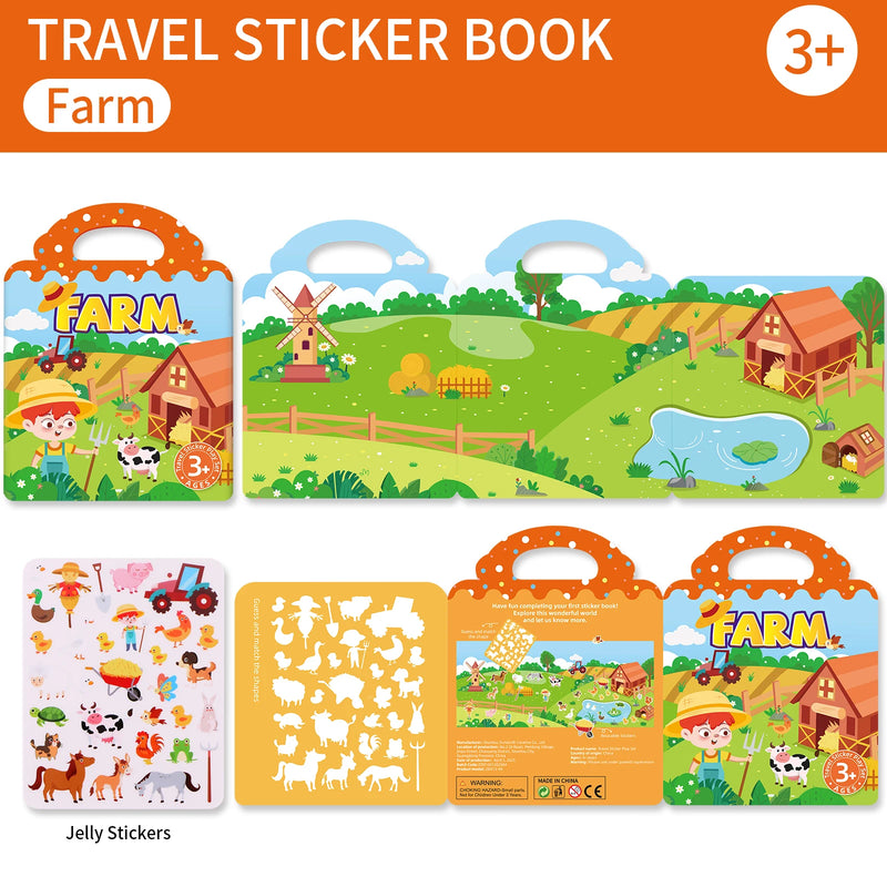 Kids' Reusable DIY Sticker Books Multi-Theme Bubble Sticker Jelly Stickers Portable Montessori Sticker Toy Gifts for Children