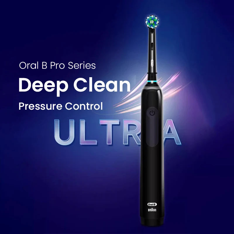 Cepillo de dientes eléctrico Oral B Pro 4 Ultra con rotación 3D, recargable, sensor de presión, 4 modos de cepillado y temporizador de 2 minutos.
