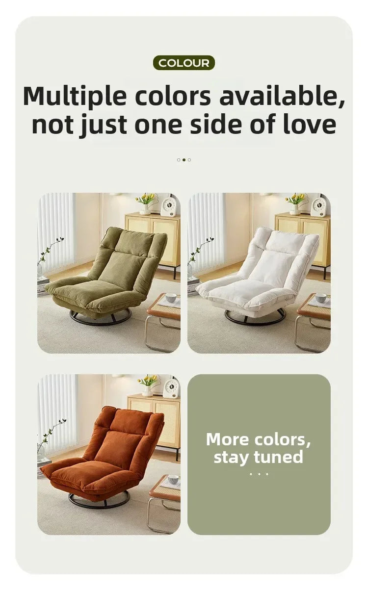 New rotating sofa chair, living room balcony fabric lazy sofa, adjustable backrest rotating leisure chair swivel chair