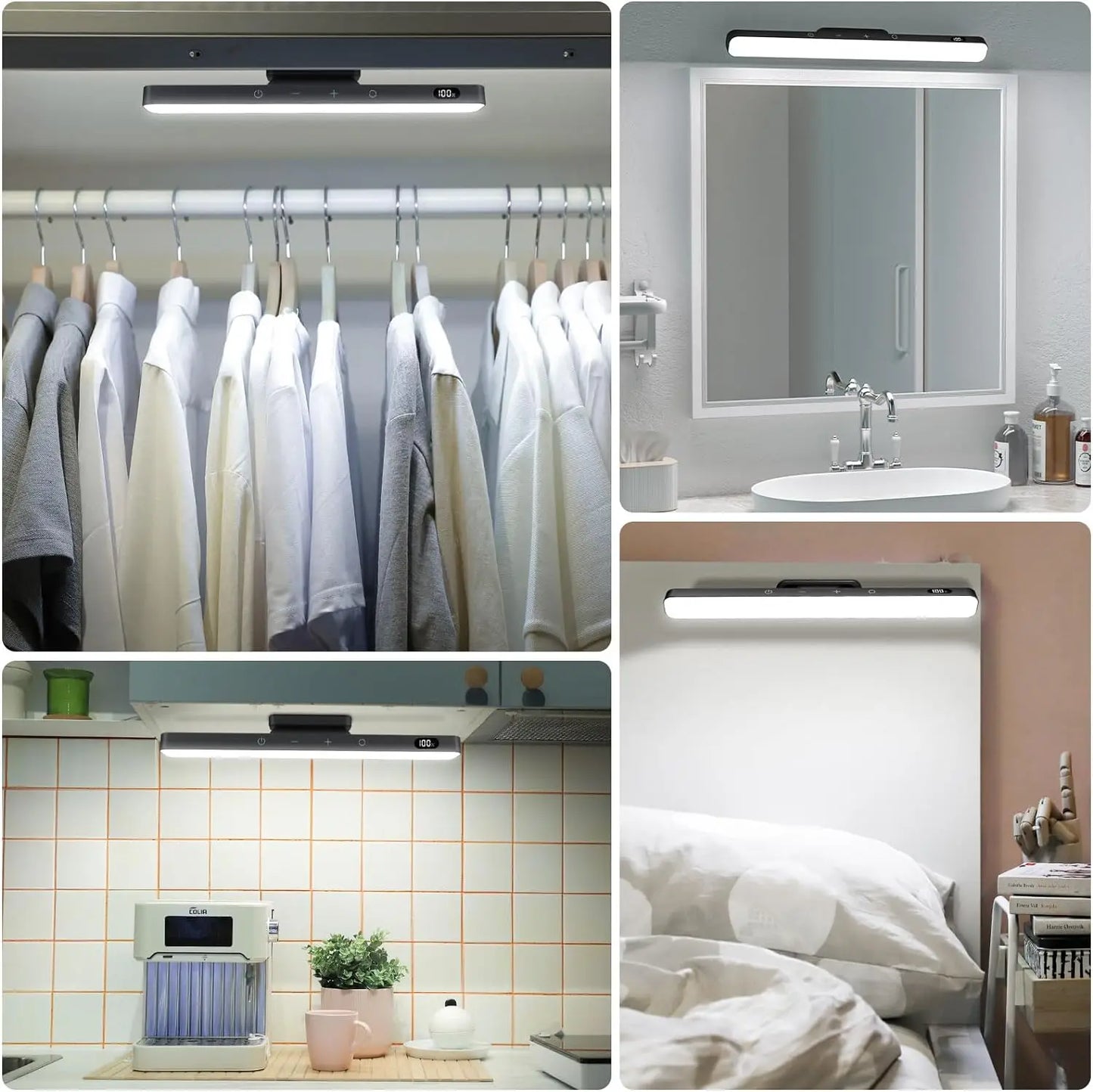 WILLED 5W Luz de espelho regulável 3 cores Luz de maquiagem ajustável com 2500mAh recarregável sob o armário para armário Mesa de cabeceira