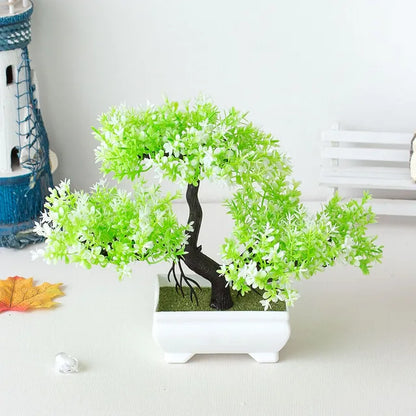 Plantas de plástico artificiais bonsai pequeno vaso de árvore planta falsa vaso de flores arranjo de jardim ornamentos quarto decoração de mesa de casa