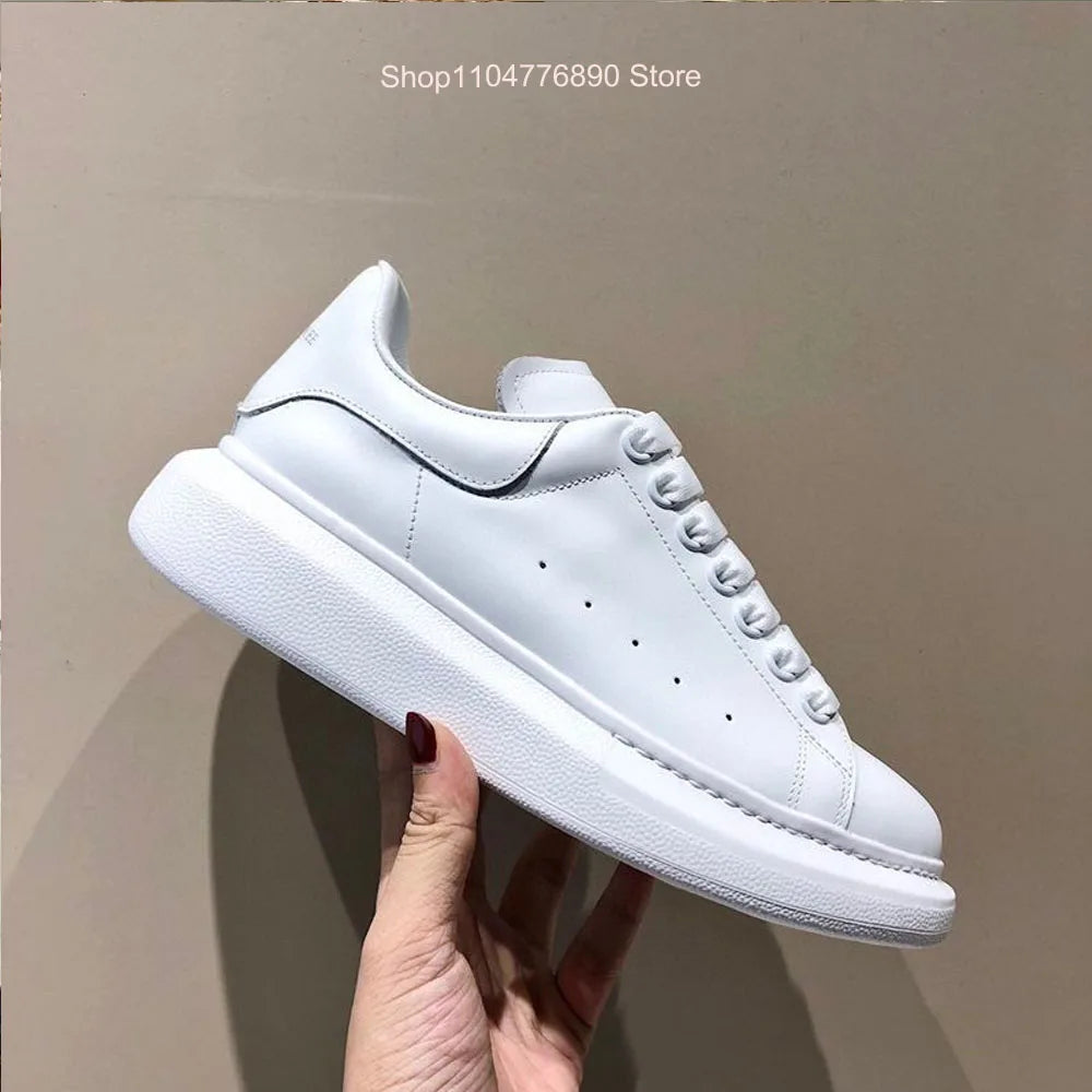 New all-match fashion white shoes men and women thick-soled height-increasing shoes casual couple sports shoes