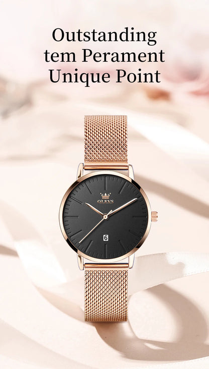 OLEVS Luxury Fashion Watch for Women Stainless Steel Waterproof Quartz Ladies Wristwatch Original Simple Elegant Women's Watches
