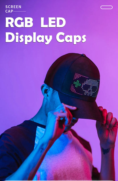 Pantalla de luz LED DIY, matriz inteligente, gorras de béisbol con Bluetooth, control por aplicación, decoración genial para fiestas de hip hop