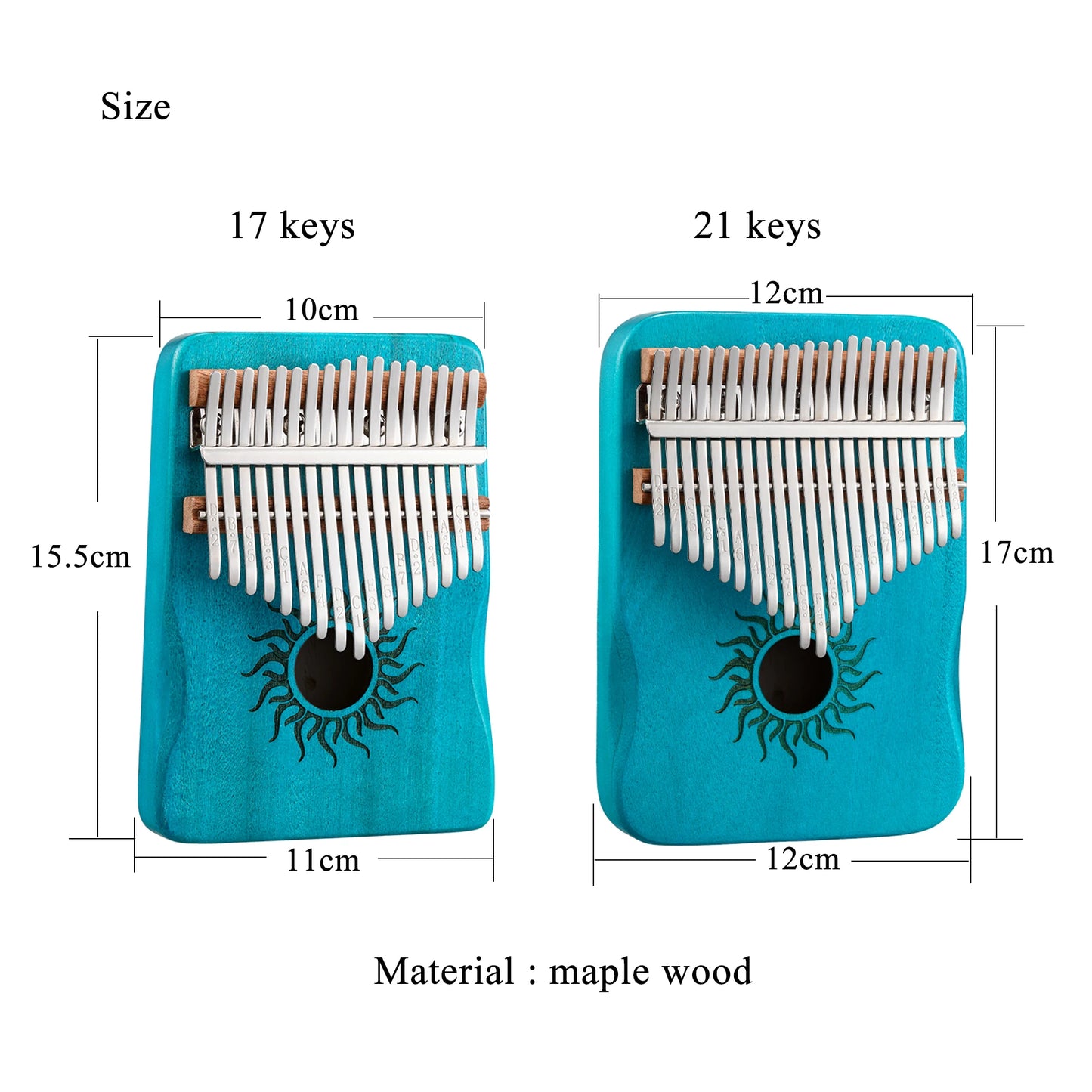 Hluru 21 Key Maple Kalimba 17 key Thumb Piano Portable Finger Piano for Beginner Mbira Gift for Kids Adults