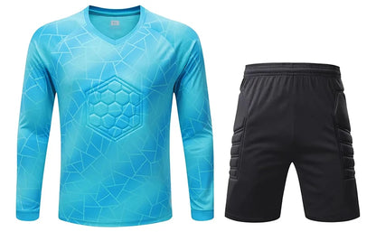 Men Kid 2024 Soccer Goalkeeper Uniform Protective Sponge Long Sleeve Football Training Goalkeeper Top Soccer Jersey Pants Custom