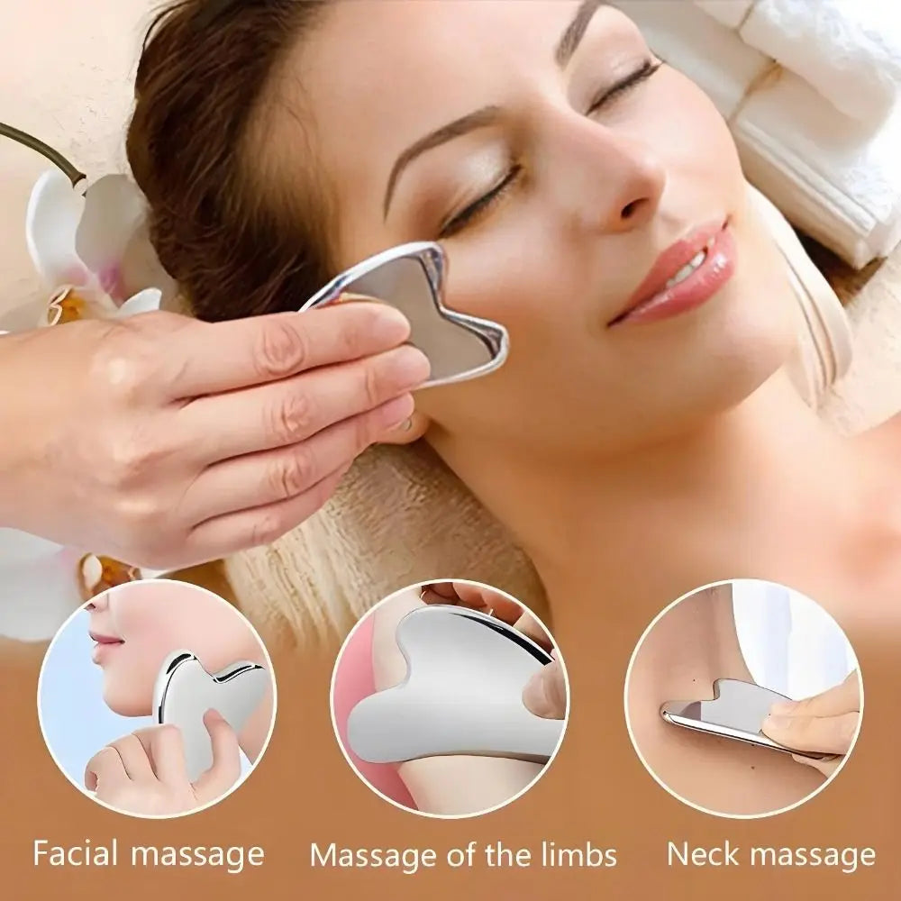 New Stainless Steel Gua Sha Scraper Heart Shape Universal Face Massager Guasha Massage Tool for Facial Beauty Eye Massage