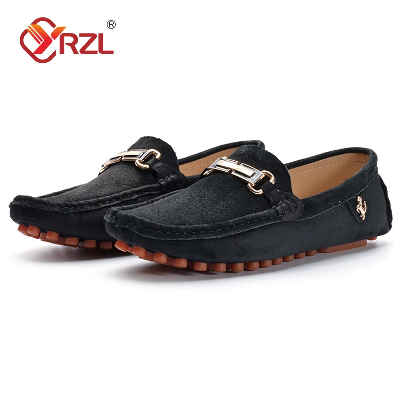 YRZL Men's Loafers Big Size 48 Soft Driving Moccasins High Quality Flats Genuine Leather Slip-on Suede Loafers for Men