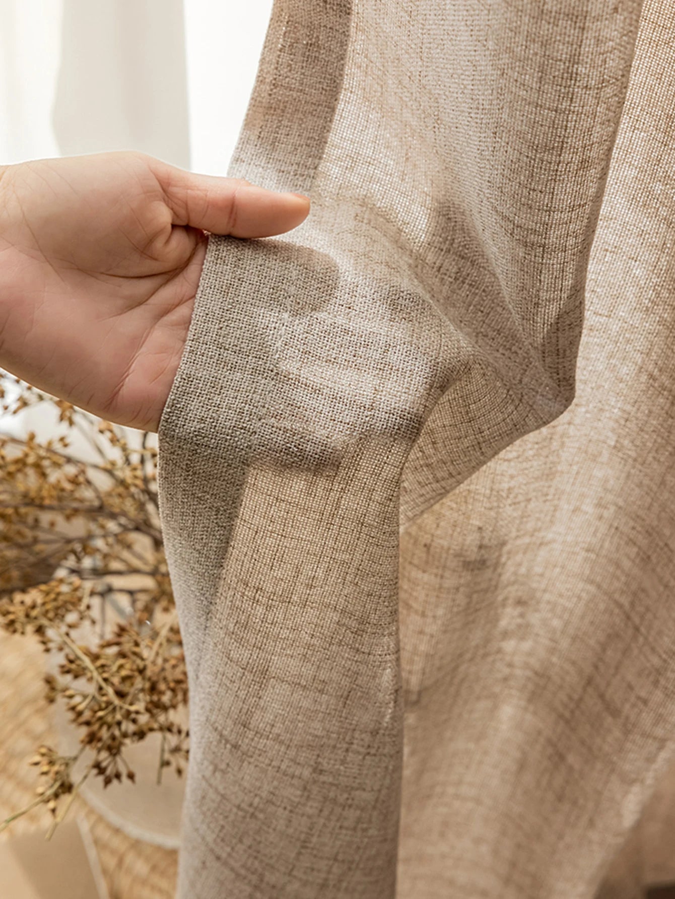 Factory Supply Natural Linen Japanese Koreanstyle Curtain  LivingRoom Bedroom Transparent Finished Gauze Sheer Drape Home Window