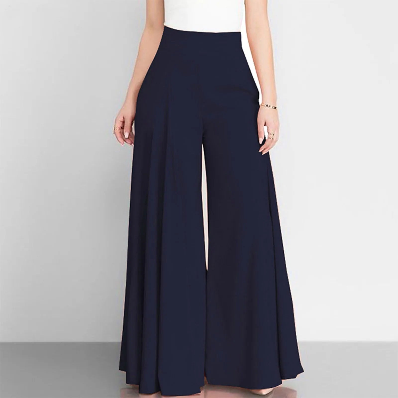 Pantalones de traje de pierna ancha para mujer, pantalones de vestir de cintura alta, pantalones casuales, cómodos con bolsillos, pantalones deportivos para mujer 2024