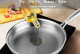 304 Stainless Steel Wok Non-Stick Frying Pan Steak Frying Pan Uncoated Kitchen Cookware Suitable For Gas Stove Induction Cooker