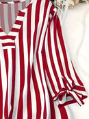 Plus Size Woman Fashion Spring Plaid T-shirt V-neck Jumper Light Breathable Tops European and American Style Beach Travel Clothe