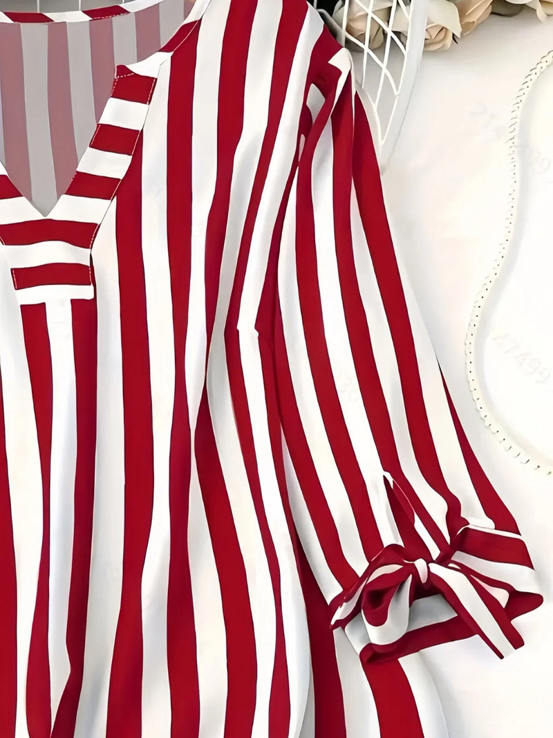 Plus Size Woman Fashion Spring Plaid T-shirt V-neck Jumper Light Breathable Tops European and American Style Beach Travel Clothe