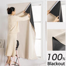 Convenient No Drilling 100% Blackout Short Curtains for Living Room Bedroom Bay Windows Blinds Easy Install Door Kitchen Decor