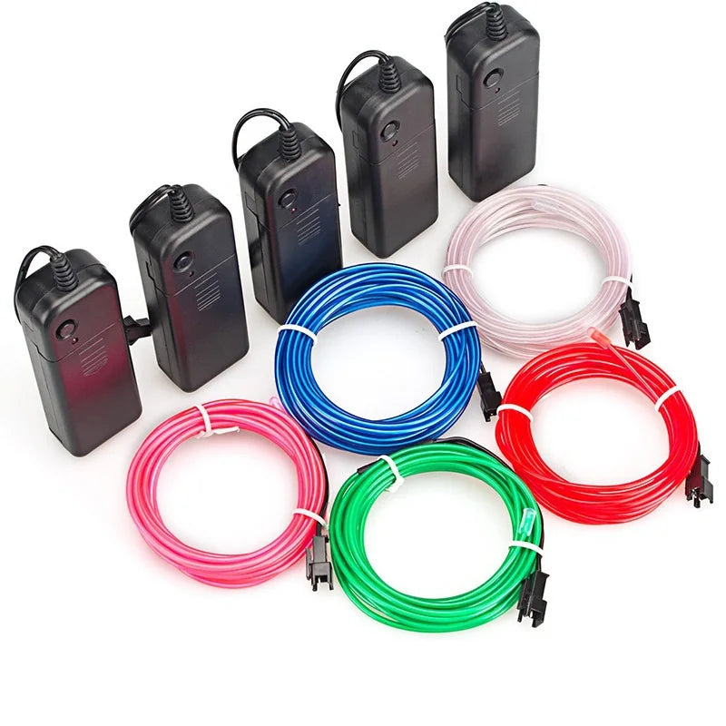 Flexible Neon Light 1M/2M/3M/5M EL Wire Led Neon Dance Party Atmosphere Decor Lamp RopeTube Waterproof Multicolor Led Strip Red