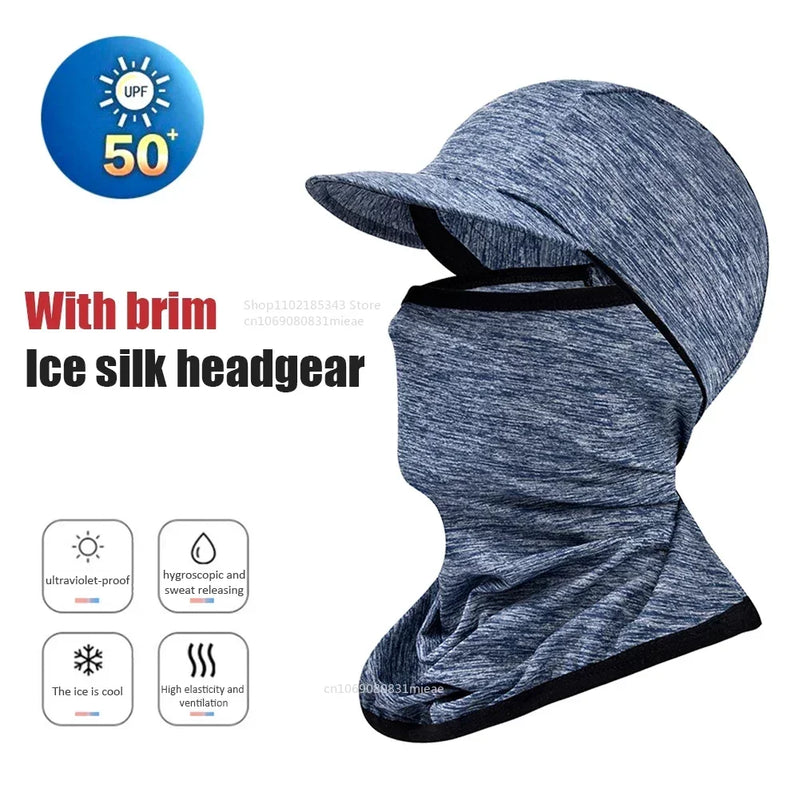 Gorro con capucha y protector solar para la cara, protección UV, de seda fría, para hombres y mujeres, ciclismo, escalada, correr, protector solar, capota de montar