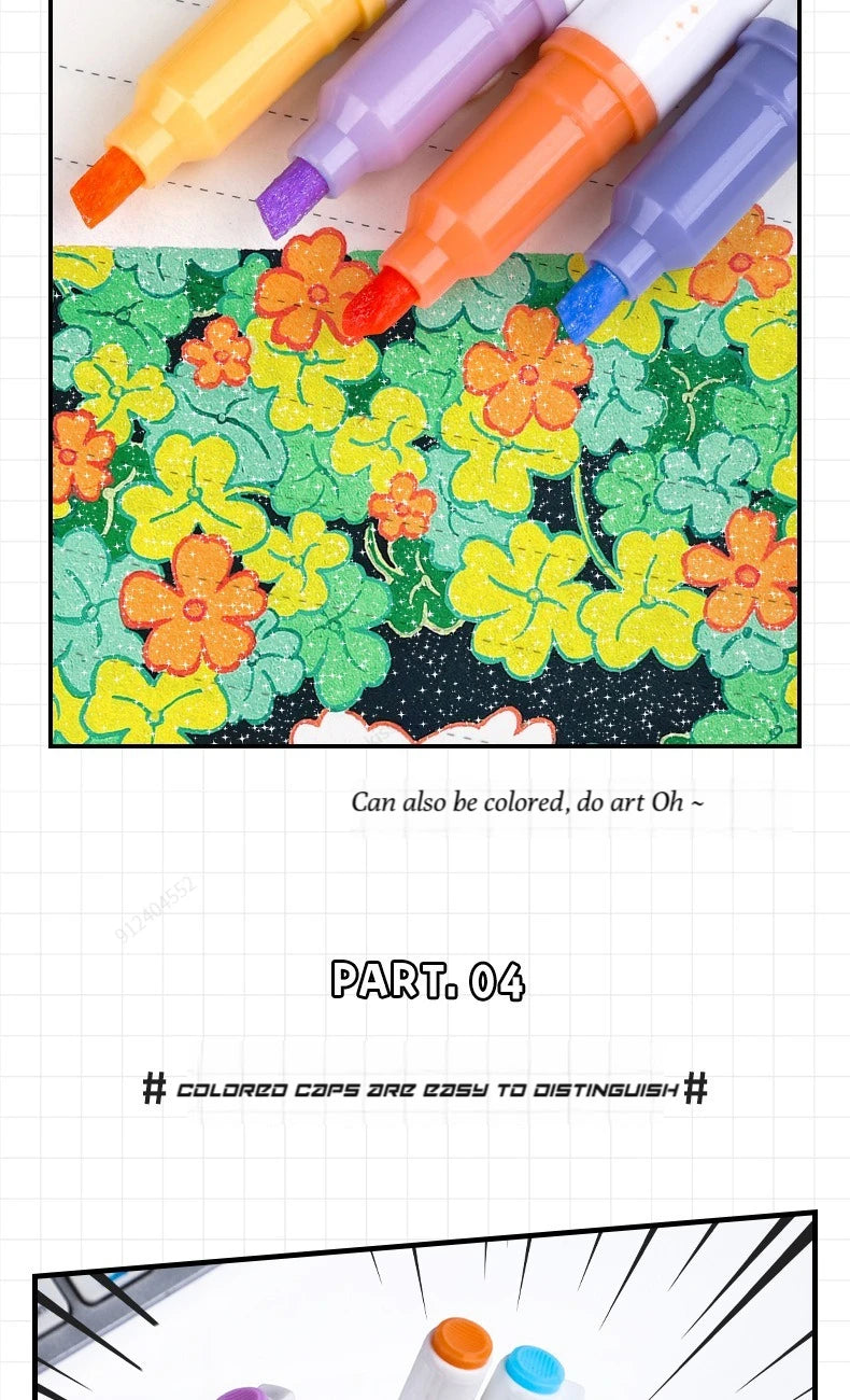 4 Colors/box Kawaii Glitter Highlighter Pen Pastel Fine Pastel Highlighter Marker Scrapbook Painted Stationery School Supplies