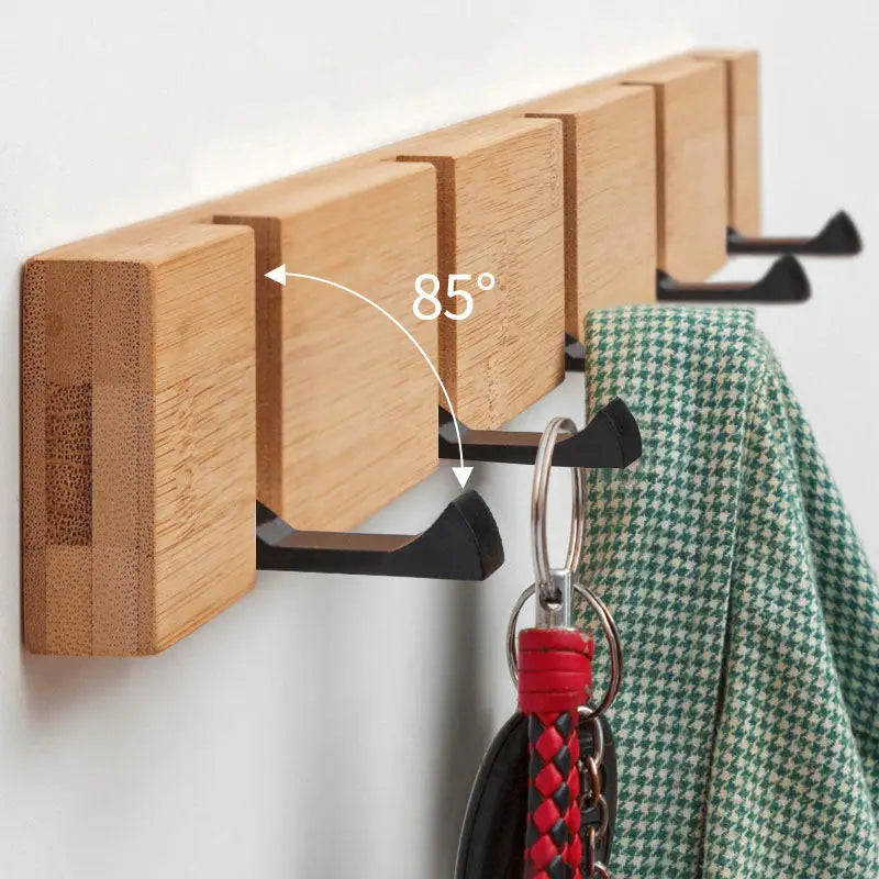 Colgador de llaves de bambú para colgar en la pared, organizador de pared, perchero rectangular, ganchos para abrigos, decoración del hogar, perchero