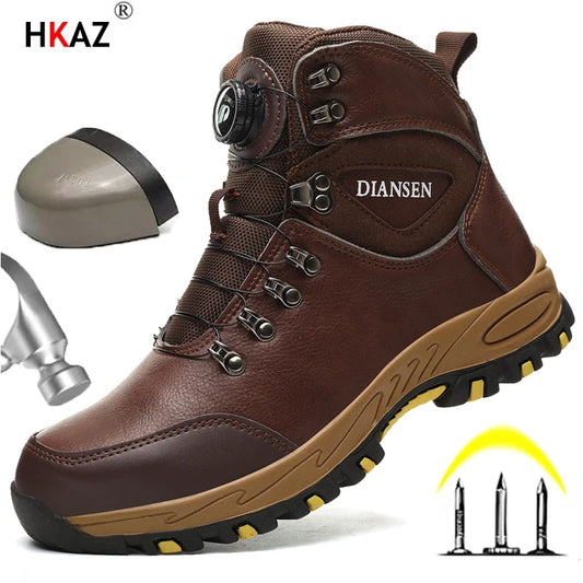 Rotating Button Safety Shoes Men Work Sneakers Indestructible Puncture-Proof Protective Shoes Work Boots Tactical Boots