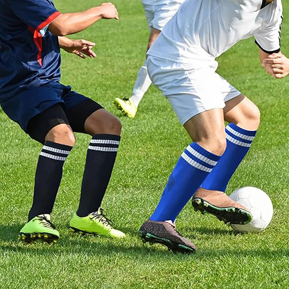 Loogdeel 1 Pair Soccer Socks Stripe Knee High Softball Baseball Team Sports Socks Breathable Football Socks for Kids Adults