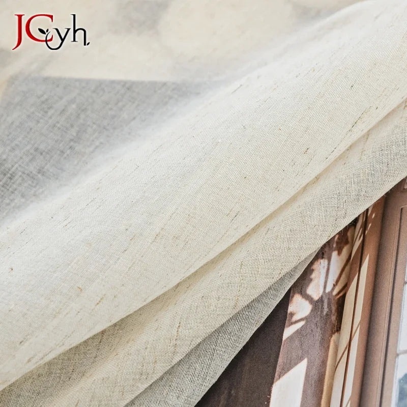Japan Style Flax Linen Look Tulle Sheer Curtains for Living Room Windows Transparent Voile Curtain for Kitchen Rideaux Customize