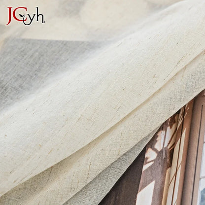 Japan Style Flax Linen Look Tulle Sheer Curtains for Living Room Windows Transparent Voile Curtain for Kitchen Rideaux Customize