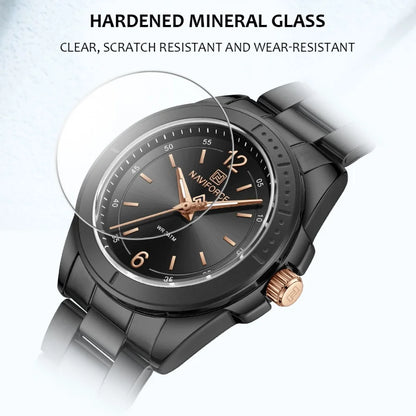 NAVIFORCE Women Watches Stainless Steel Sports Fashion Watch Waterproof Ladies Classic Wrist Watch Simple Luminous Girl Clock