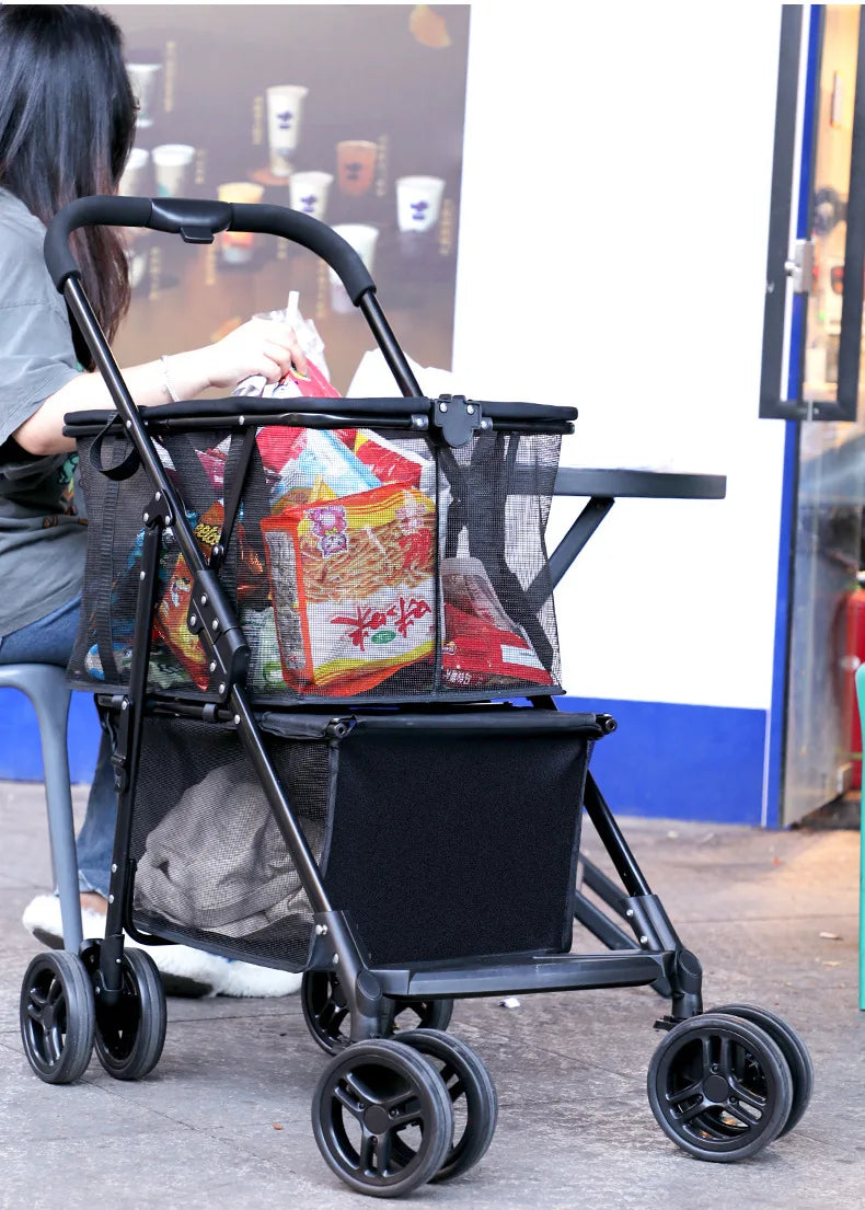 Supermarket Folding Multi-functional Travel Vehicle Can Be Separated Shopping Cart Picnic Camping Portable Outdoor Pet Supplies