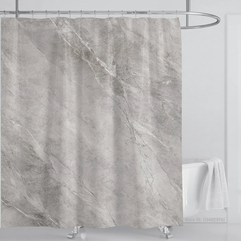 Cortina de ducha impermeable de mármol, cortina de ducha impermeable para decoración de baño, cortina de ducha impresa, lavable, con ganchos