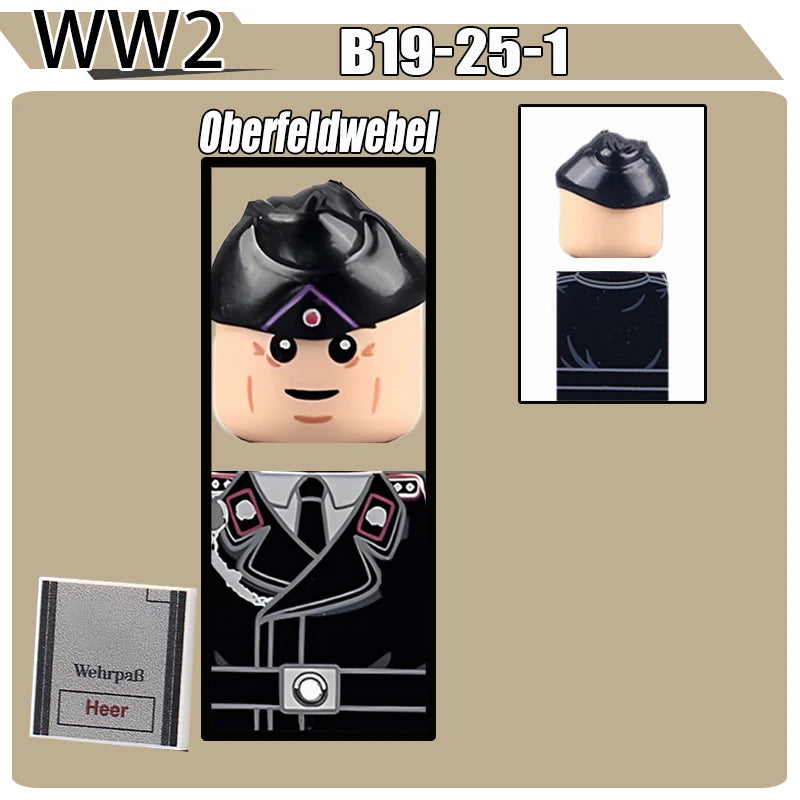 WW2 Military Soldier Figures Building Blocks Soviet British Army German Camouflage Warrior Infantry Accessories Bricks Toys Gift