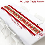 Christmas Tablecloth, Linen Table Flag, Table Cover for Christmas Decorations for Home, Navidad Noel, Gifts, Snowman Tablecloth 