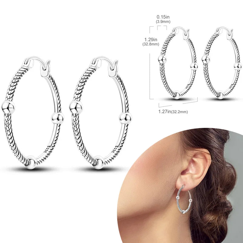 925 Sterling Silver Hypoallergenic Hoops Earrings com zircônia, jóias elegantes para mulheres e meninas, alta qualidade
