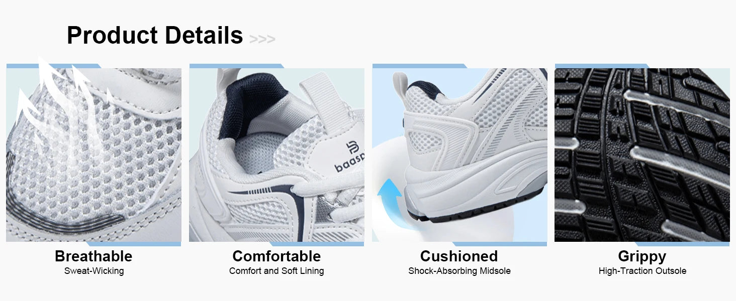 Baasploa Women Running Sneakers Mesh Breathable New Summer Walking Shoes Female Cushioning Elasticity Comfort Soft Sport Shoe