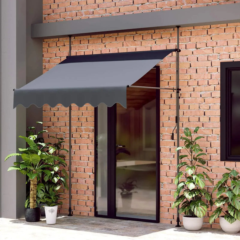 Awning Balcony Patio Retractable Awning UV50+ Sun Shade Awning Clamp Garden Sun Protection with Hand Crank Without Drilling