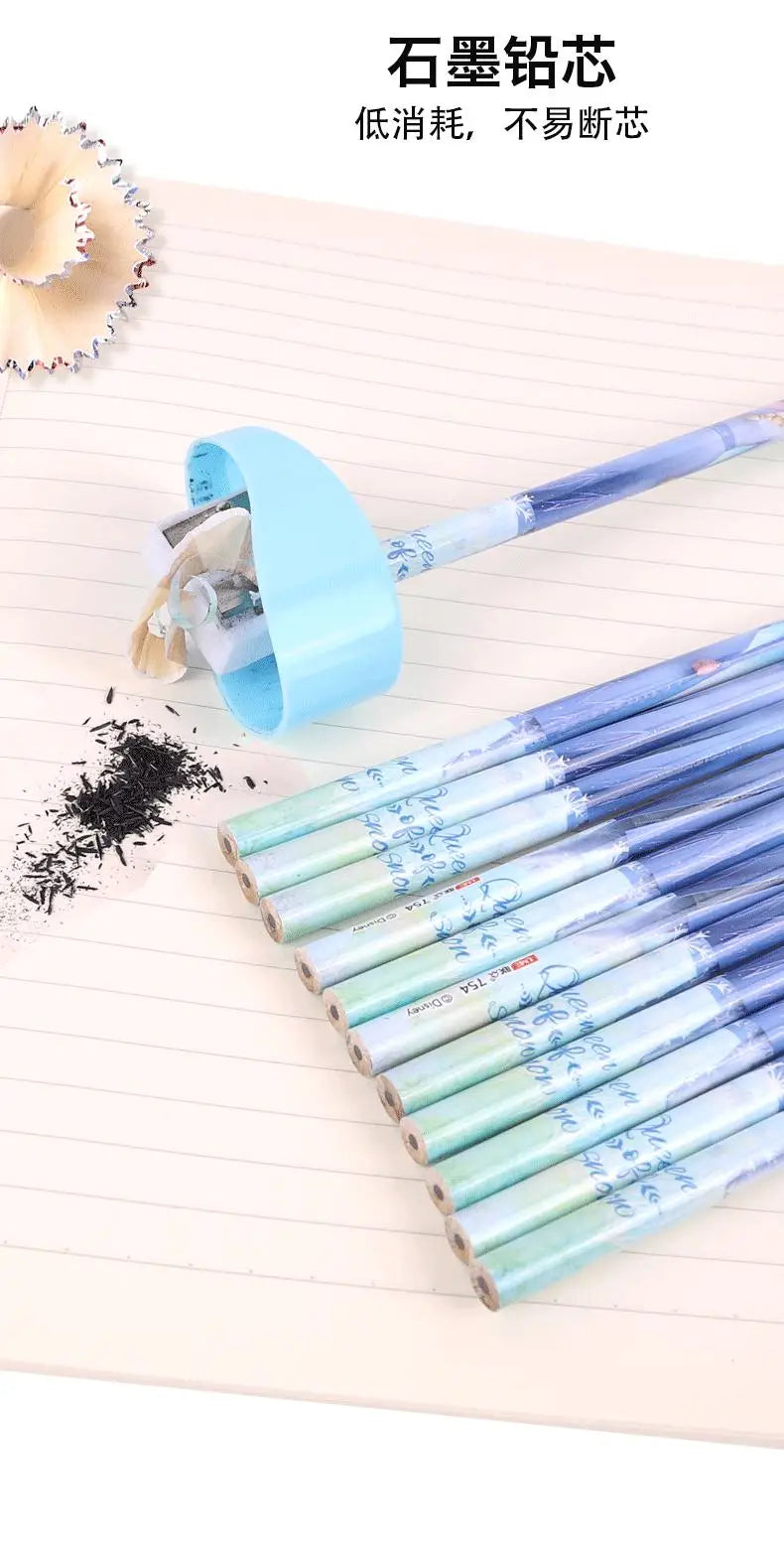 12pcs Disney Spiderman Hb Pencil With Eraser Lotso Elsa Student Stationery Write Draw Pencil Kids School Supplies Wholesale