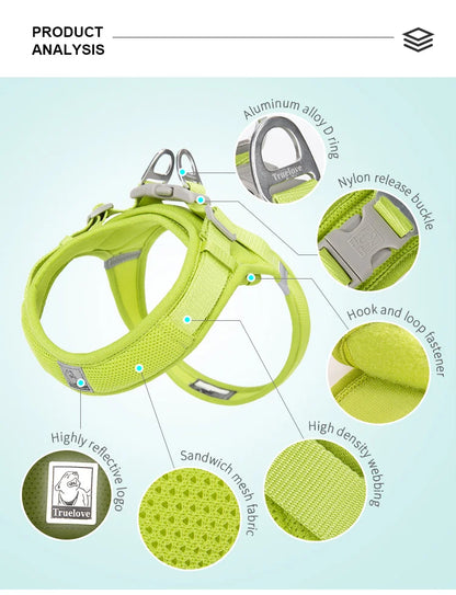Truelove Pet harness For small and medium Dog Breathable Nylon Mesh Outdoor Training Adjustable Chest Heavy Duty TLH3013