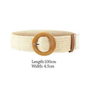 Summer Fashion Women Straw Belt Casual Bohemian Wide Summer Braided Waistbelt  Buckle Elastic Female Straw Waist Belt