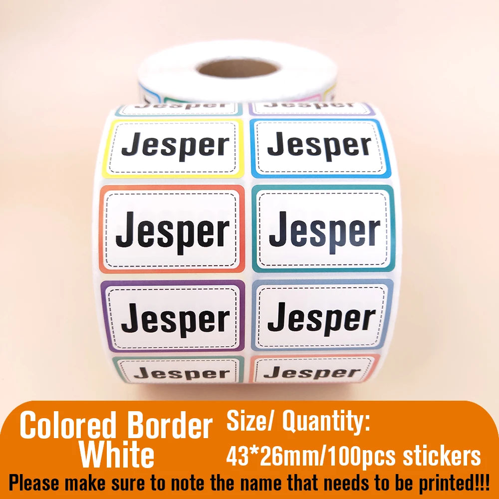 Custom Name Tag Sticker Waterproof Kawaii Stickers Decals Personalized First Name Label for Children School Stationery Bottle