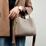 100% Genuine Leather Women's Bucket Bag Luxury Designer Versatile Shoulder Bag Women Commuter Crossbody Bags Female Handbag