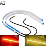 Hot！NEW 2Pc 30cm Car DRL Flexible Waterproof Headlight LED Strip Universal Auto Headlights Turn Signal Yellow Brake Flow Lights