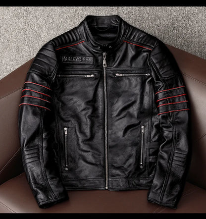 Chaqueta de motociclista nueva para hombre, de piel de vaca, para motocross, de cuero, para invierno, resistente al viento, para carreras, ropa de motociclista resistente al desgaste para Harley.