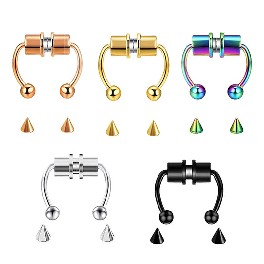 Fake Nose Ring Hoop Septum Non-Piercing Nose Clip Rock Hip Hop Stainless Steel Magnet Fashion Punk Women Body Jewelry