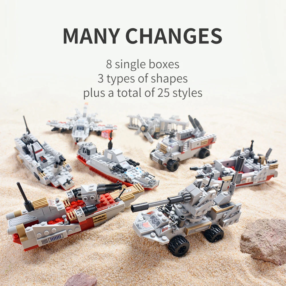 1000+Pcs Navy War Chariot Ship Army Boat Plane Model Warships Building Blocks City Children Toys for Boy