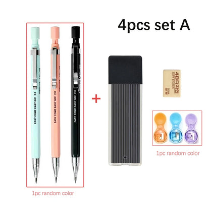 3 Colors 2.0mm Mechanical Pencil Comes with A Pencil Sharpener 2B Lead Core Sketching Painting Writing Stationery Supplies