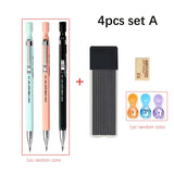 3 Colors 2.0mm Mechanical Pencil Comes with A Pencil Sharpener 2B Lead Core Sketching Painting Writing Stationery Supplies