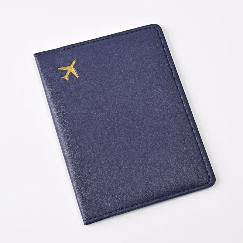 Women Men Card Passport Cover Case Flight Ticket Clip Passport Wallet PU Leather Solid Color Id Holder Passport Holder Purses