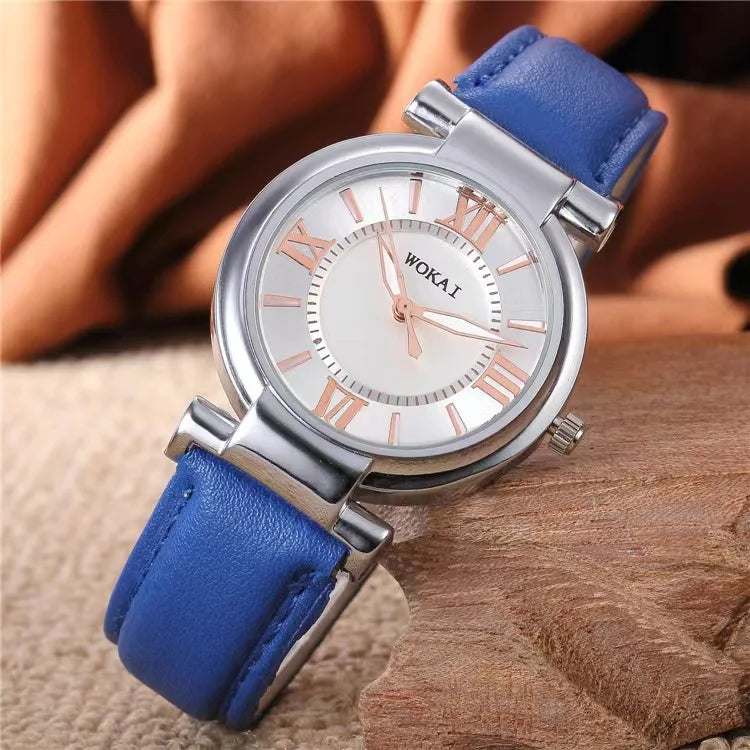 New 2023wokai business watch Quartz sports leisure belt men's watch Wheel pattern personality women clock